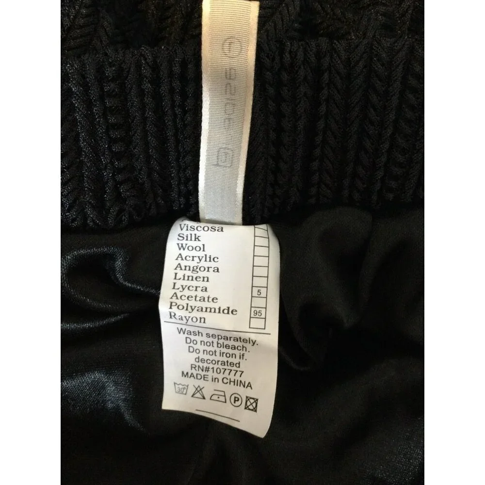 Paradise Women's Pleated Wide Leg Sheer Pants Elastic Waist Black Size Large